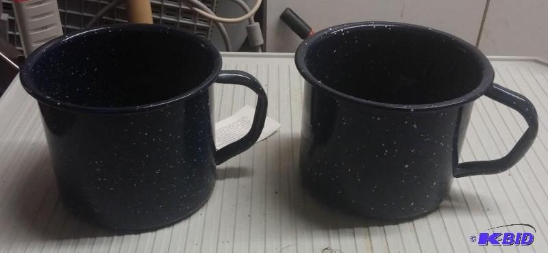 lot 62 image: Black ENAMIL coffee cups, unused condition...