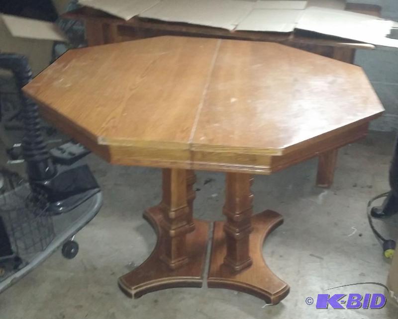 Octagon Table with 4 padded rolling chairs. O...