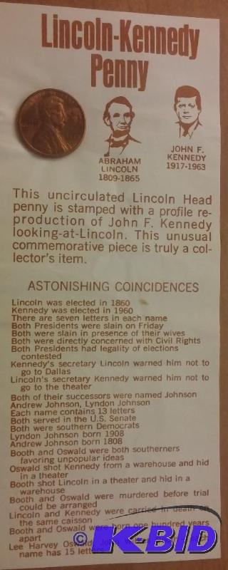 Lot of 2 Lincoln Kennedy Coin sheets. Has inf...