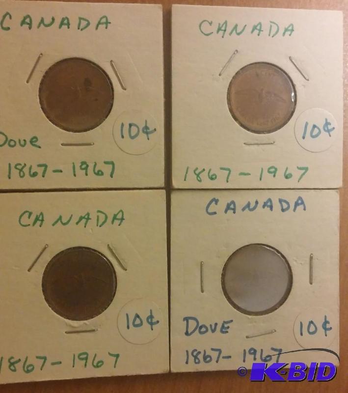Large lot of Canadian coins on cards...
