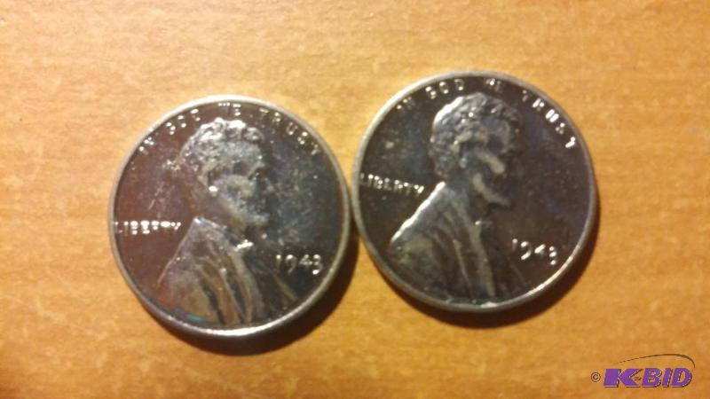 Lot of 2 Brilliant 1943 Steel War Time Pennie...