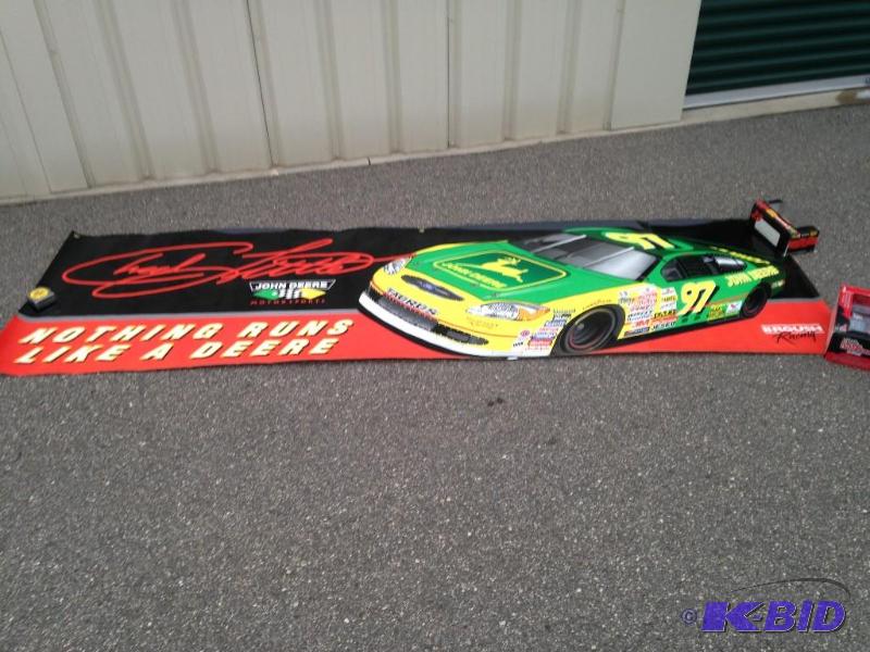 lot 105 image: 9 foot x 3 foot Banner John Deere Chad Little