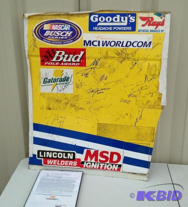 lot 120 image: Autographed Door Panel with Darrel Jarrett, Michael and Mario Andretti and More