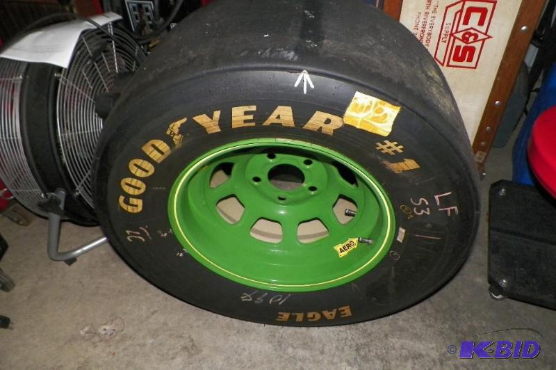 lot 3 image: NASCAR tire purchased at KC Nascar Race