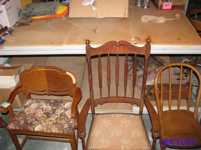 lot 21 image: three antique decorative chairs, they ave ver...