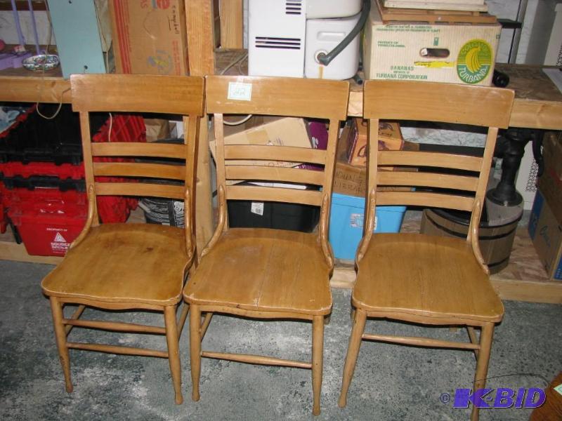 lot 22 image: three matching antique dining room chairs...