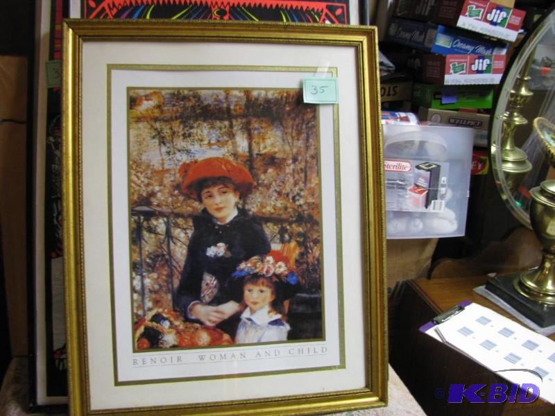 lot 35 image: Renoir Woman and Child nicely matted and fram...