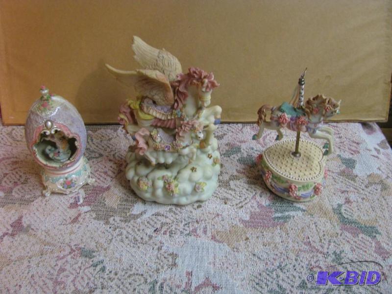 lot 42 image: three unicorn music boxes see photos for song...