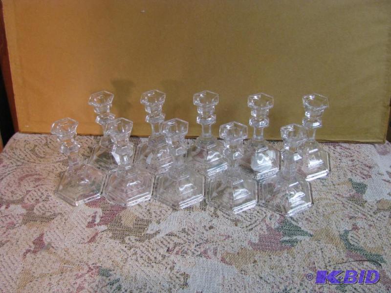 lot 44 image: lot of 10 glass candle holders...