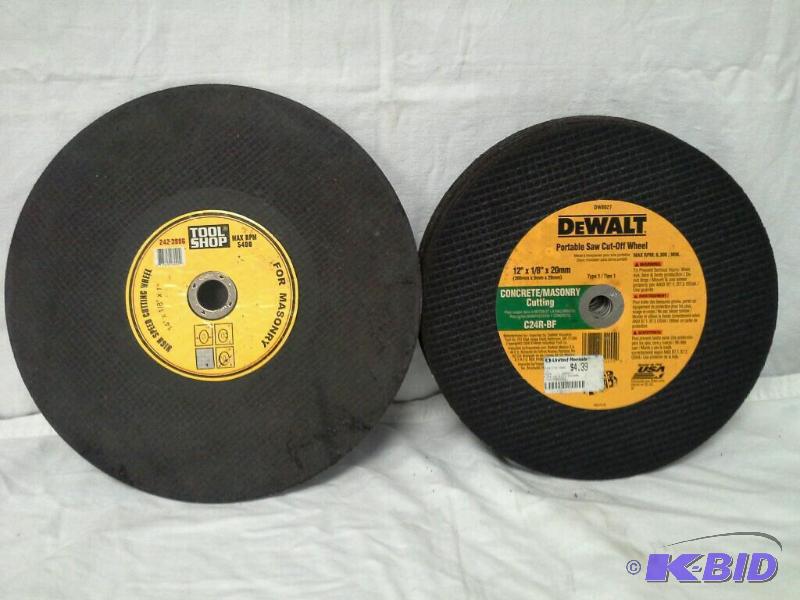 lot 30 image: Lot of 10 DeWalt portable saw cutoff wheels and high-speed cutting wheel.