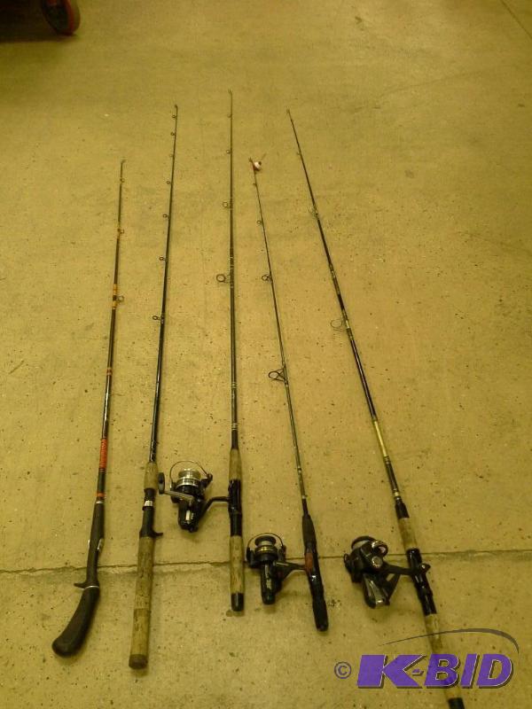 lot 4 image: Lot of 5 fishing rods and 3 reels