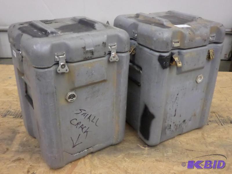lot 118 image: (2) Sealed Lid Cargo Boxes, (1) Is Cracked...