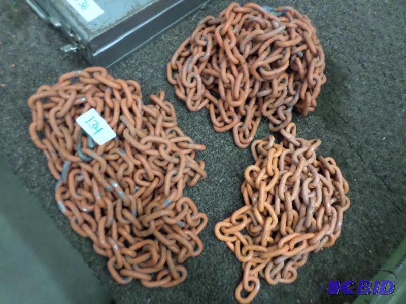 lot 134 image: (3) Orange Steel Chains...