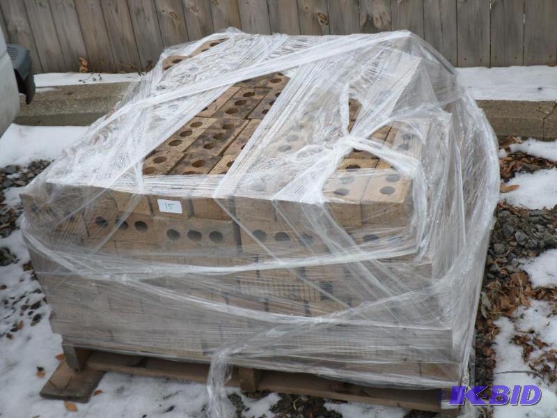 lot 15 image: Pallet Of 3-Hole Unused Brick, (8) Layers Of ...