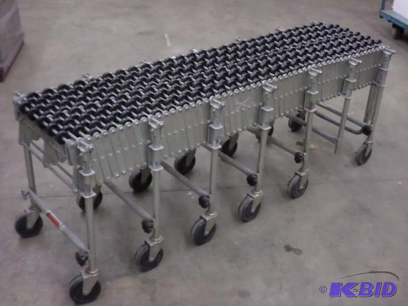 lot 35 image: Industrial 25ft Adjustable Roller Table, In G...