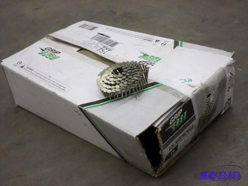 lot 38 image: Near Full Box Of Grip Fast 1" Coil Roofi...