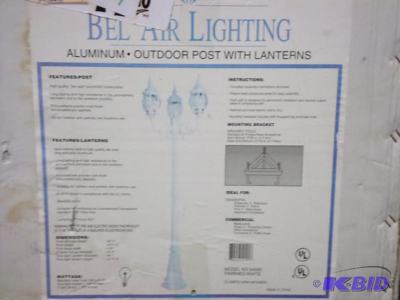 lot 59 image: Bel-Air Aluminum Outdoor Post With Lanterns...