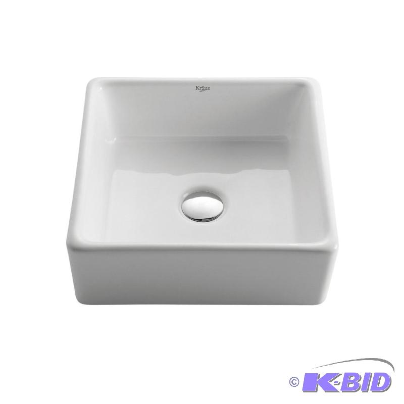 KRAUS KCV-120 Square Ceramic Sink, White