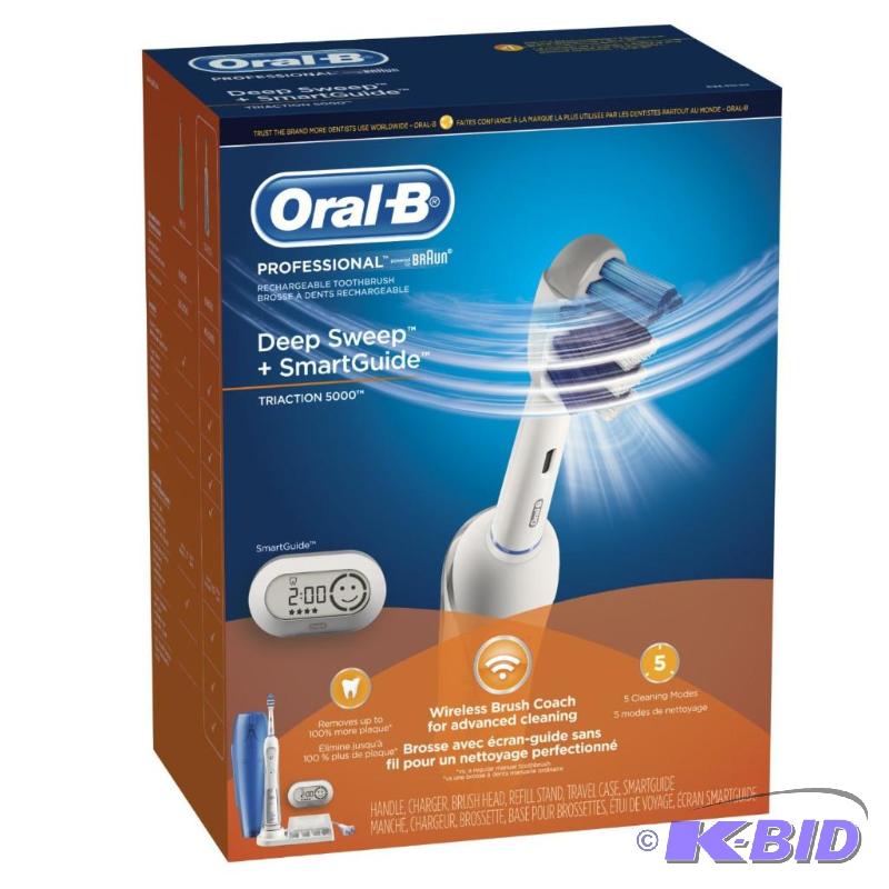 Oral-B Professional Deep Sweep with Smart Guide Triaction 5000 Rechargeable Electric Toothbrush, 1 Count