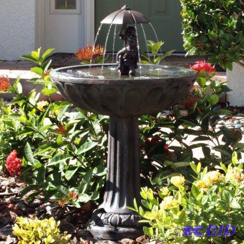 Smart Solar 20336R01 Umbrella Series Solar Fountain, Boy and Girl Riding Piggyback