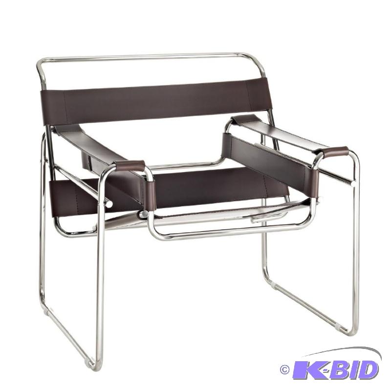 LexMod Premium Wassily Style Chair in Brown Leather