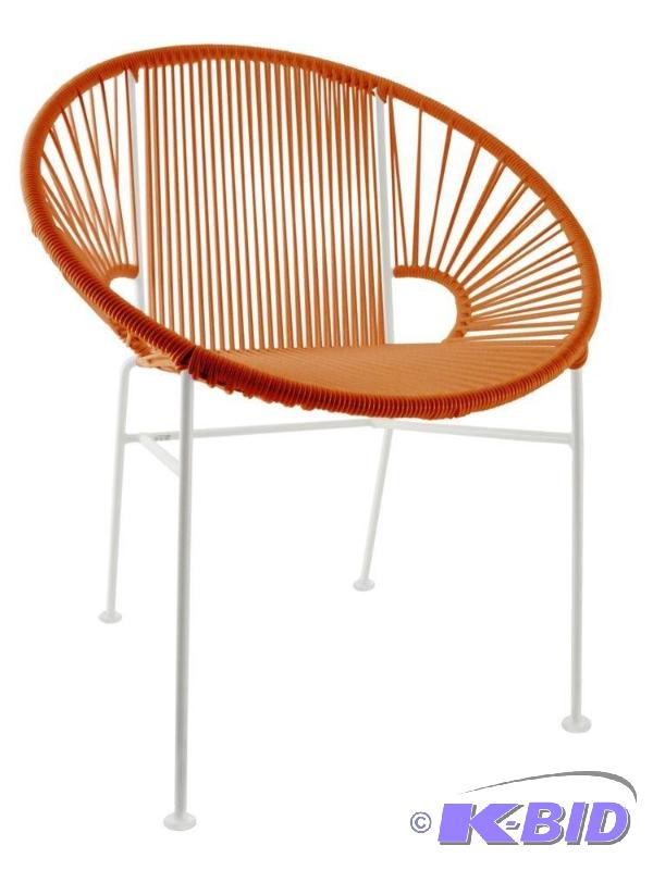 Innit Designs Concha Chair, Orange Weave on White Frame