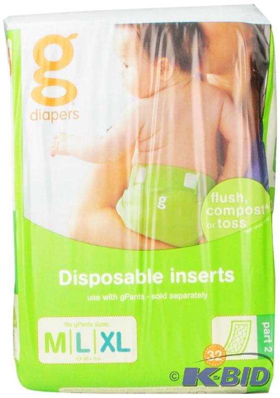 gDiapers Disposable Inserts, MediumLargeX-Large (32 Count Bags, Pack of 4)
