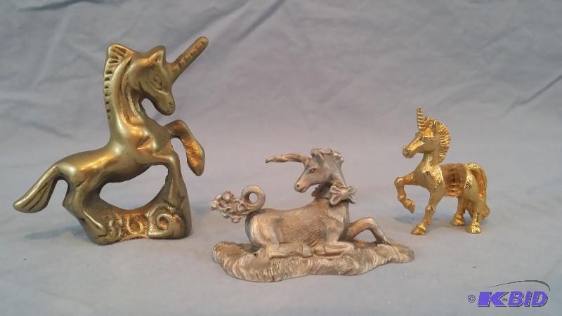 3 pewter unicorns