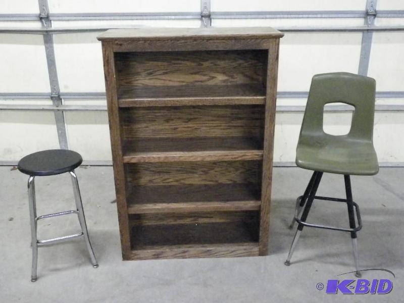 lot 101 image: Bookshelf and Stools