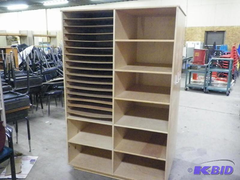 lot 102 image: Large wooden storage shelf  cabinet