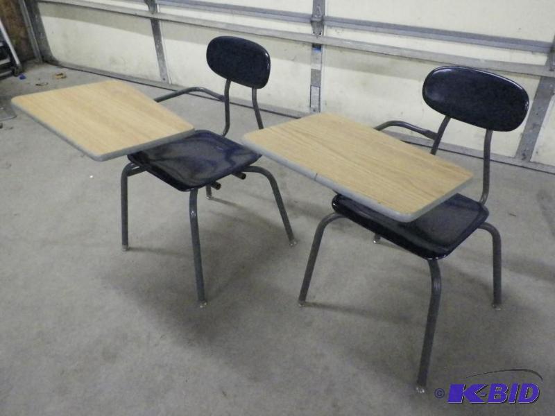 lot 127 image: Student desks w attached chairs