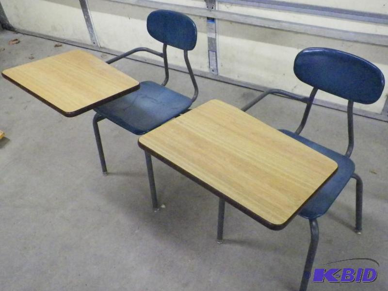 lot 159 image: Student desks w attached chairs