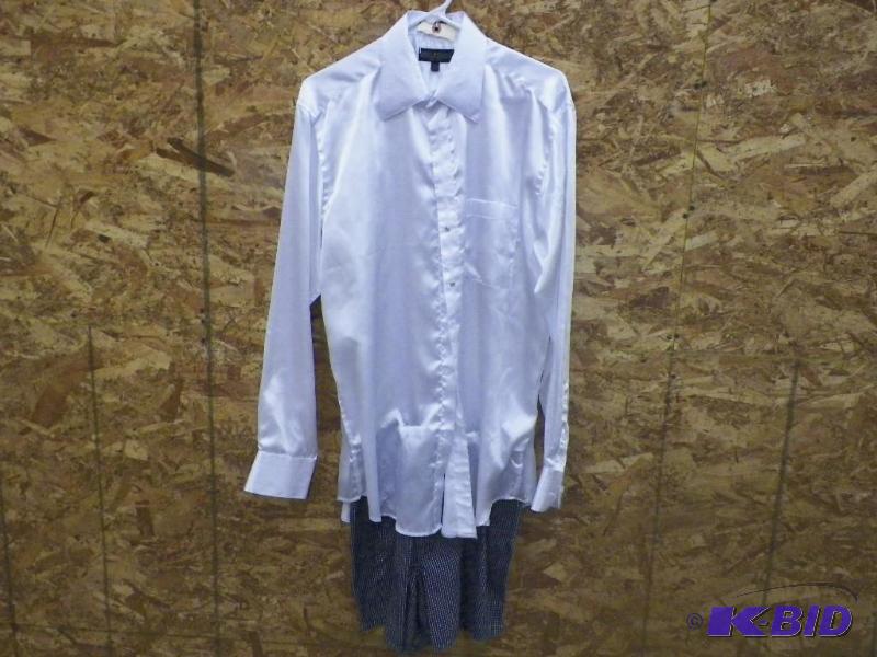 lot 333 image: White Satin shirts (smooth collar) with attached boxers