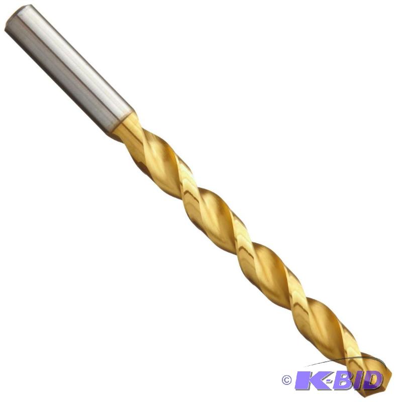 Precision Twist QC21G High Speed Steel Jobber Drill Bit, TiN Coated, Round Shank, Parabolic Flute, 135 Degree Point Angle