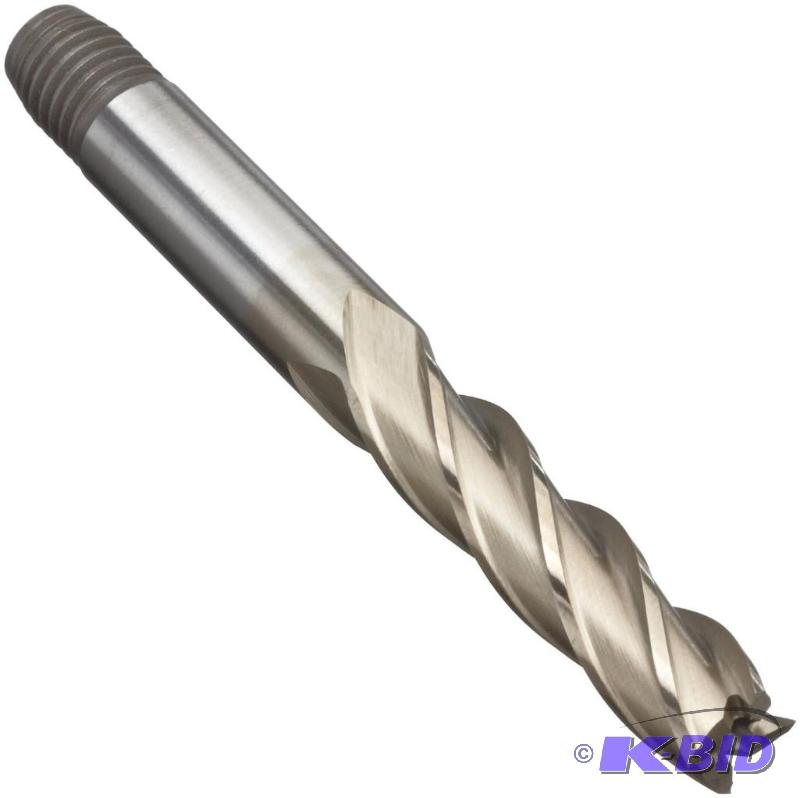 Dormer C292 High Speed Steel (HSS) Square Nose End Mills, Inch, Long Length, Threaded Shank, Gold Oxide Finish, Finishing Cut, Non-Center Cutting, 30 Degree Helix,