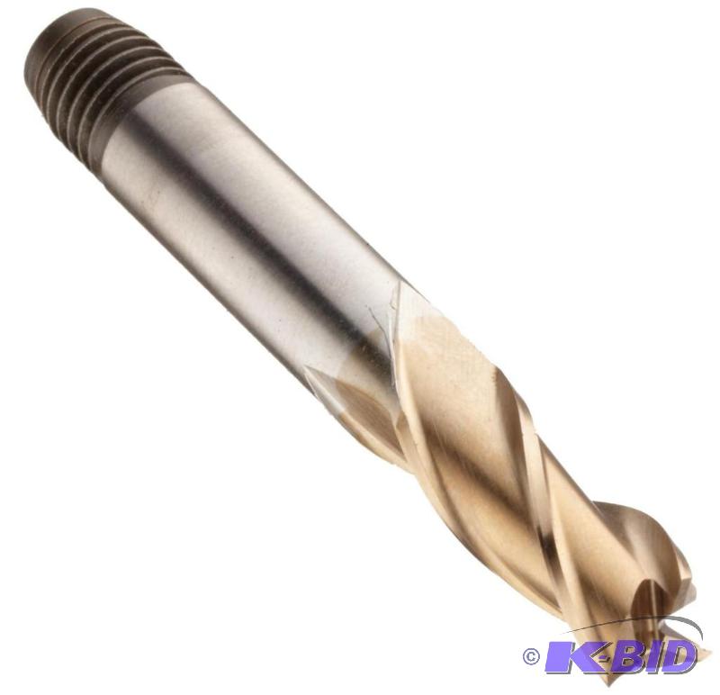 Dormer C391 Cobalt Steel Square Nose End Mills, Inch, Threaded Shank, Gold Oxide Finish, 30 Degree Helix,