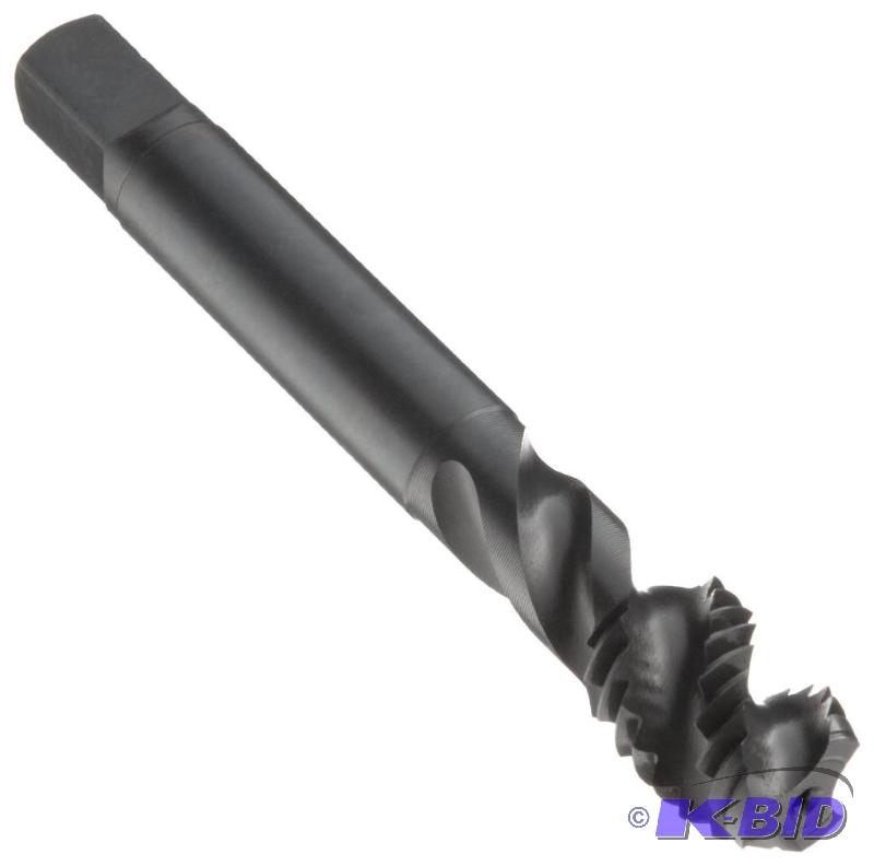 Dormer MTT-X E085 Powdered Metal Spiral Flute Threading Tap, For Stainless Steel, Black Oxide Finish, Round Shank With Square End, Modified Bottoming Chamfer