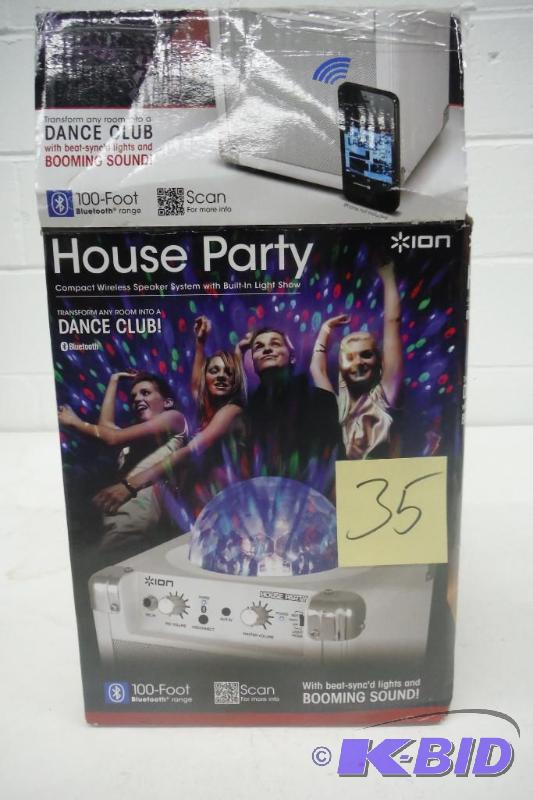 lot 35 image: ION House Party Portable Sound System with Built-In Light Show (white)