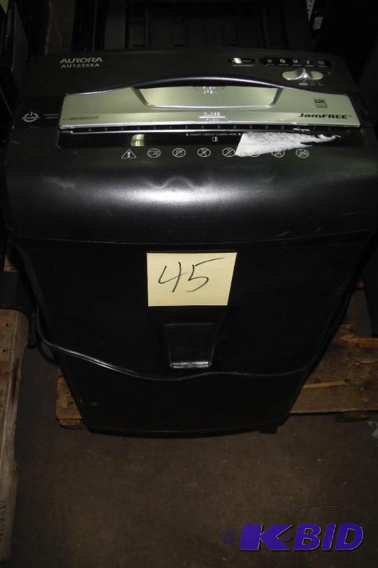 lot 45 image: Aurora JamFree AU1235XA 12-Sheet Cross-Cut Paper  Credit Card Shredder with Pull-Out Wastebasket