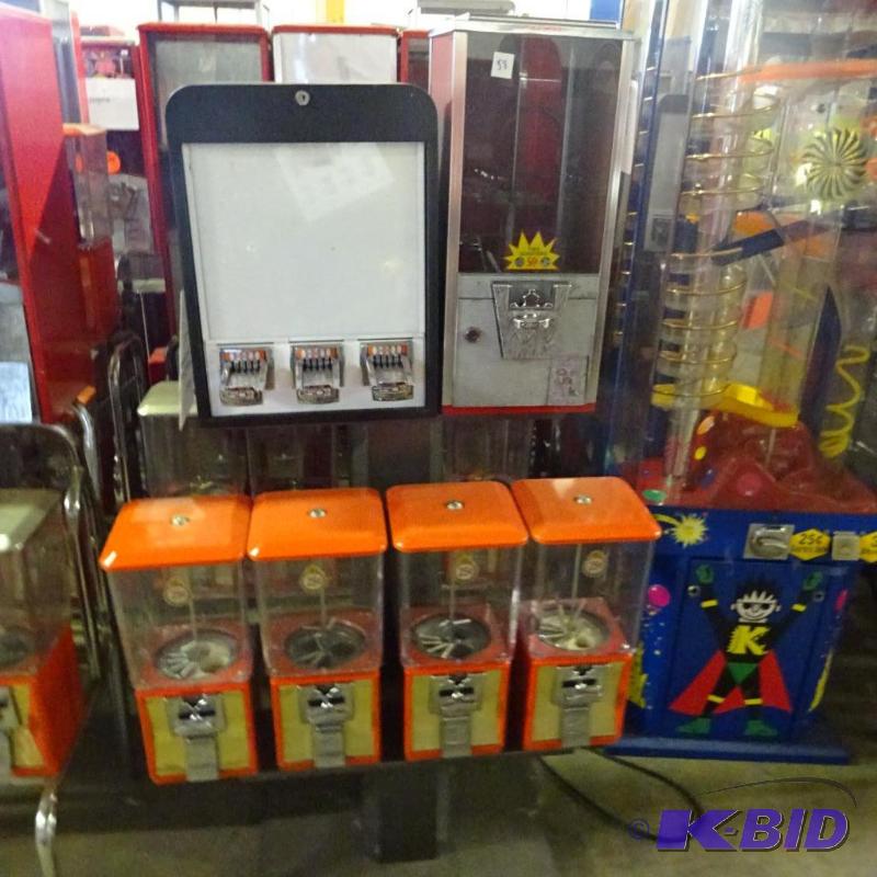 Bulk rack. 5 bulk dispensers and 3 column sti...