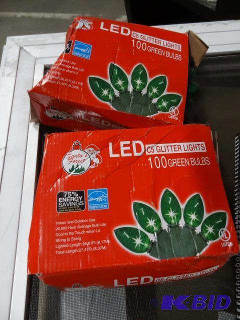 lot 5 image: New qty 2 packages of green 100 bulb LED ligh...