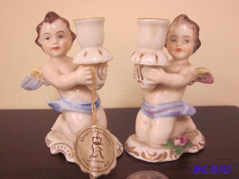 lot 24 image: Pair of vintage German Dresdener Art porcelai...