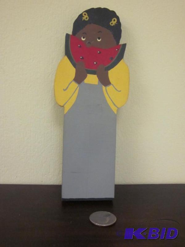 lot 25 image: Vintage black Americana 8 inch wood, signed C...