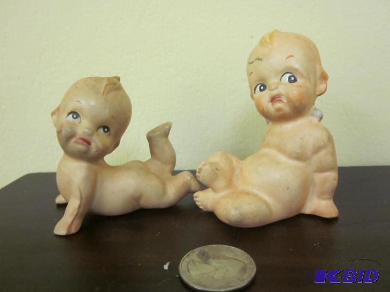 lot 30 image: Pair of vintage bisque Kewpi dolls, no damage...