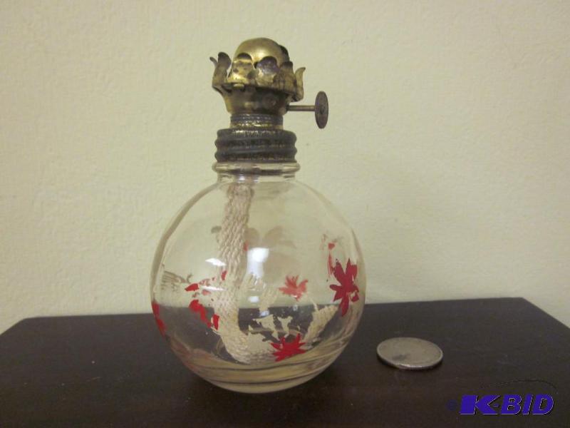 lot 57 image: Antique miniature hand painted glass hurrican...