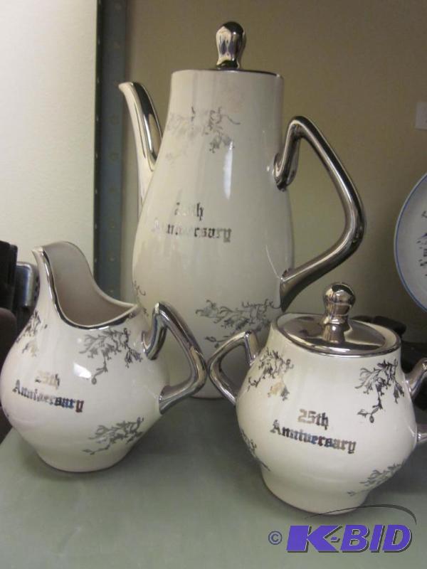lot 59 image: 50th Anniversary white porcelain and silver o...