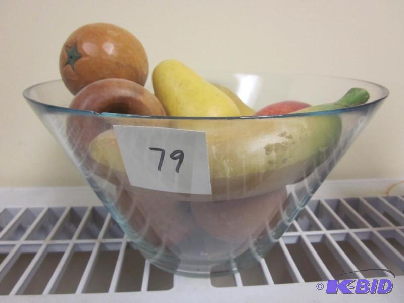 lot 79 image: High quality glass bowl with hand painted and...