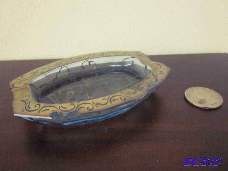 lot 83 image: Vintage high quality glass silver overlay ash...