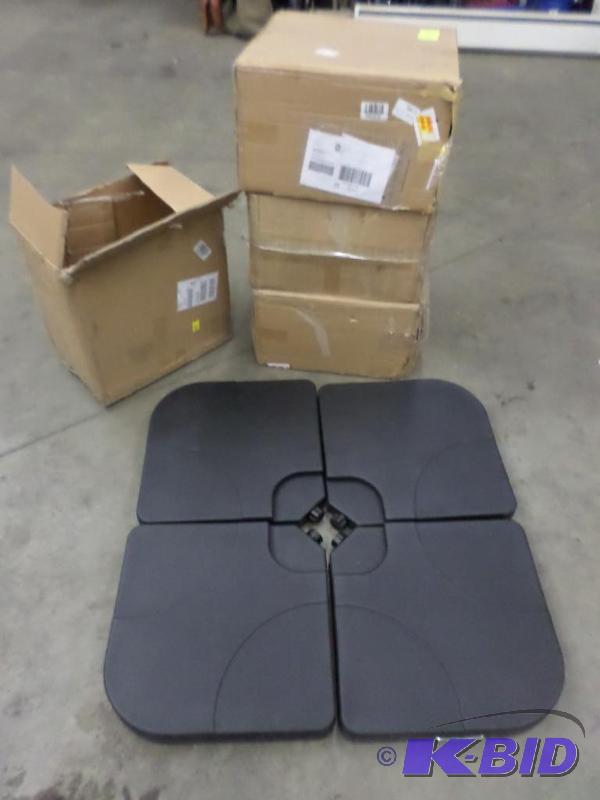 lot 113 image: (2) New 4-Piece Umbrella Stands, Fill With Wa...