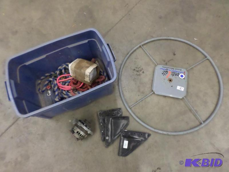 lot 115 image: Lot Of Dock-Lift Wheel, Alternator, Misc Rop...